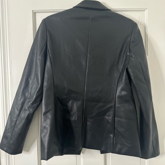 Express Women's Black Faux Leather Blazer Jacket - Picture 2 of 3